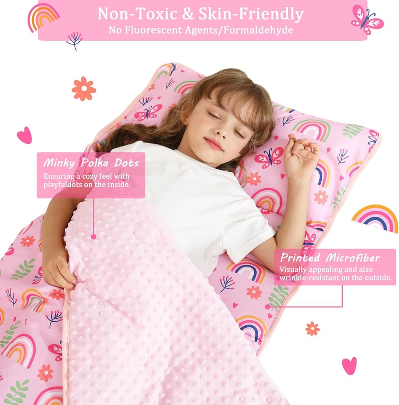 lasoftan Toddler Nap Mat for Preschool 50''x30'' Sleeping Mat with Removable Pillow and Minky Blanket for Kids Ages 3-7 Roll Up Soft Sleeping Bag for Boys Girls Kindergarten Daycare Sleepover - Image 2